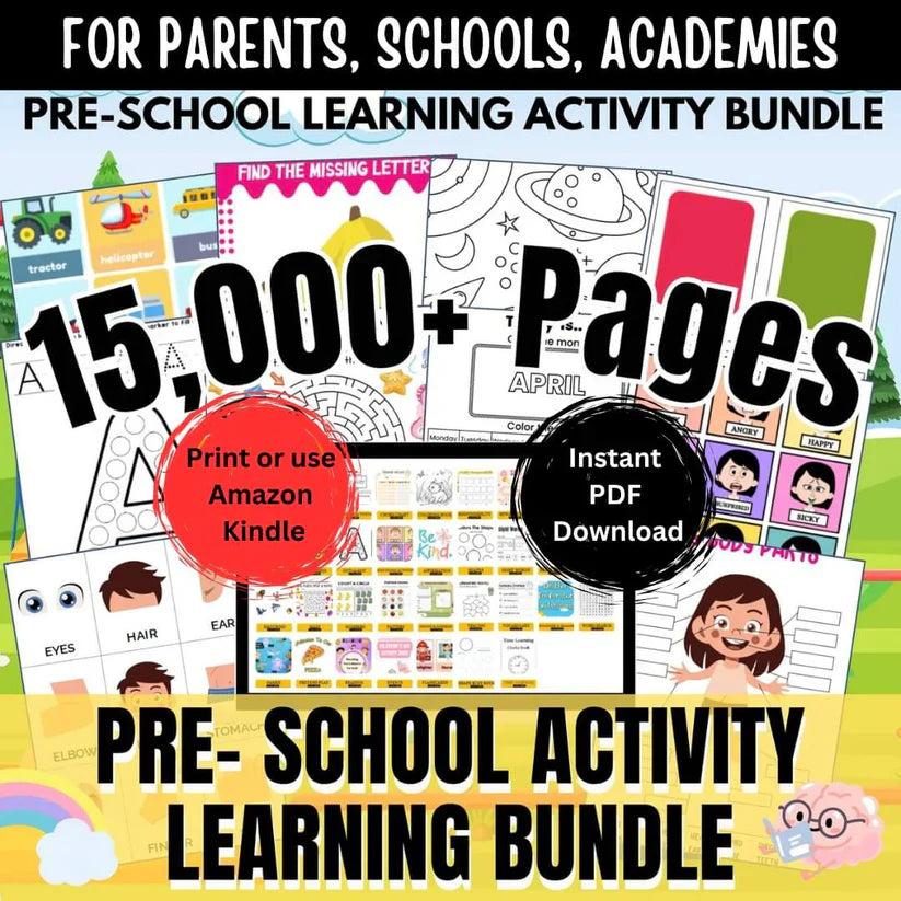 15,000+ Printable Worksheets for Kids – Early Learning & Development Bundle (Ages 2-7)