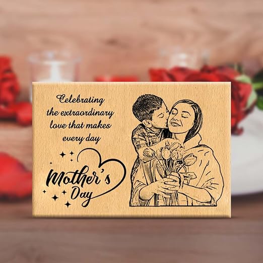 Personalized Wooden Photo Frame for Mom – Engraved Mother's Day Gift from Daughter or Son