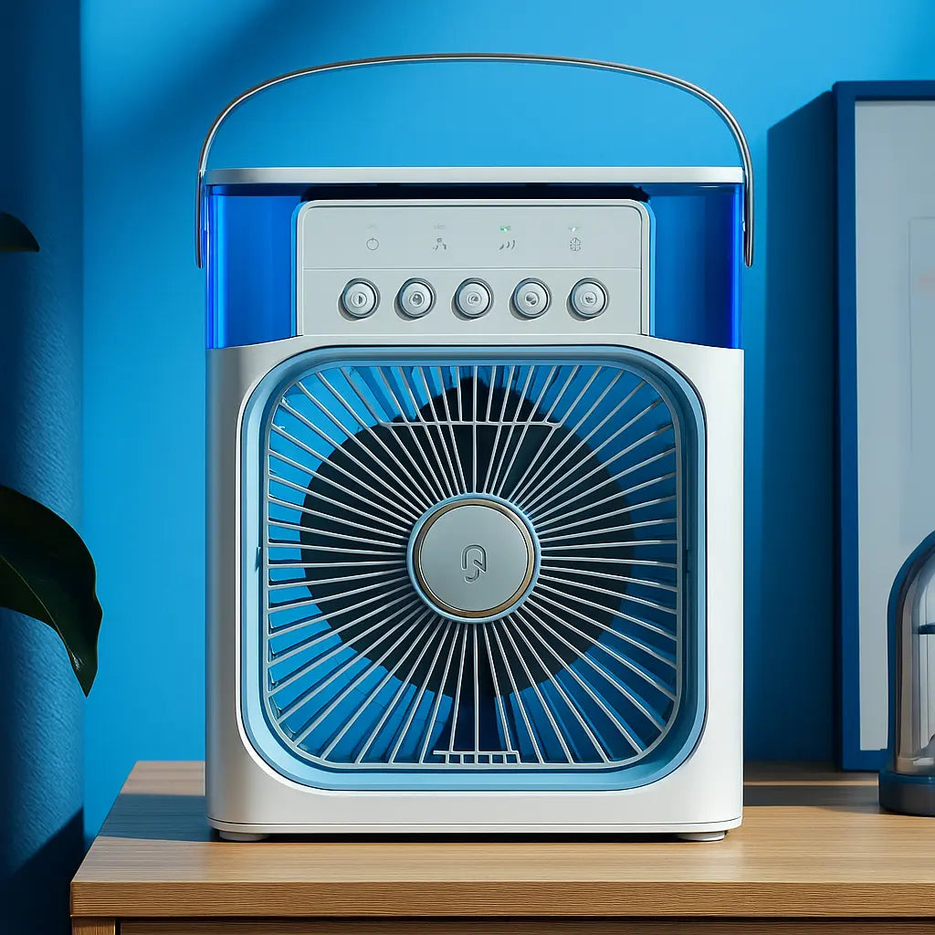 Portable Mini AC Cooler with Water Spray – USB Powered | Personal Table Fan for Home, Office & Travel