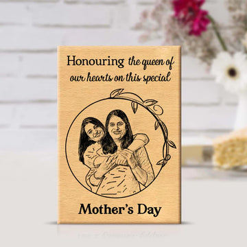 Custom Engraved Wooden Photo Frame – Personalized Mother’s Day Gift from Daughter or Son