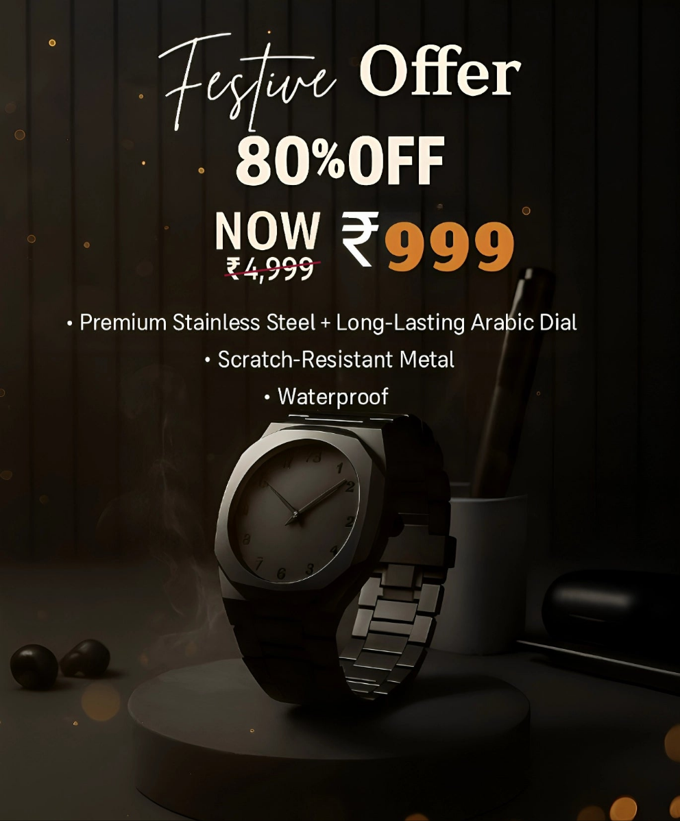 Arabic Luxury Watch for Men | Premium Stainless Steel & Elegant Arabic Dial | BuyShoppers