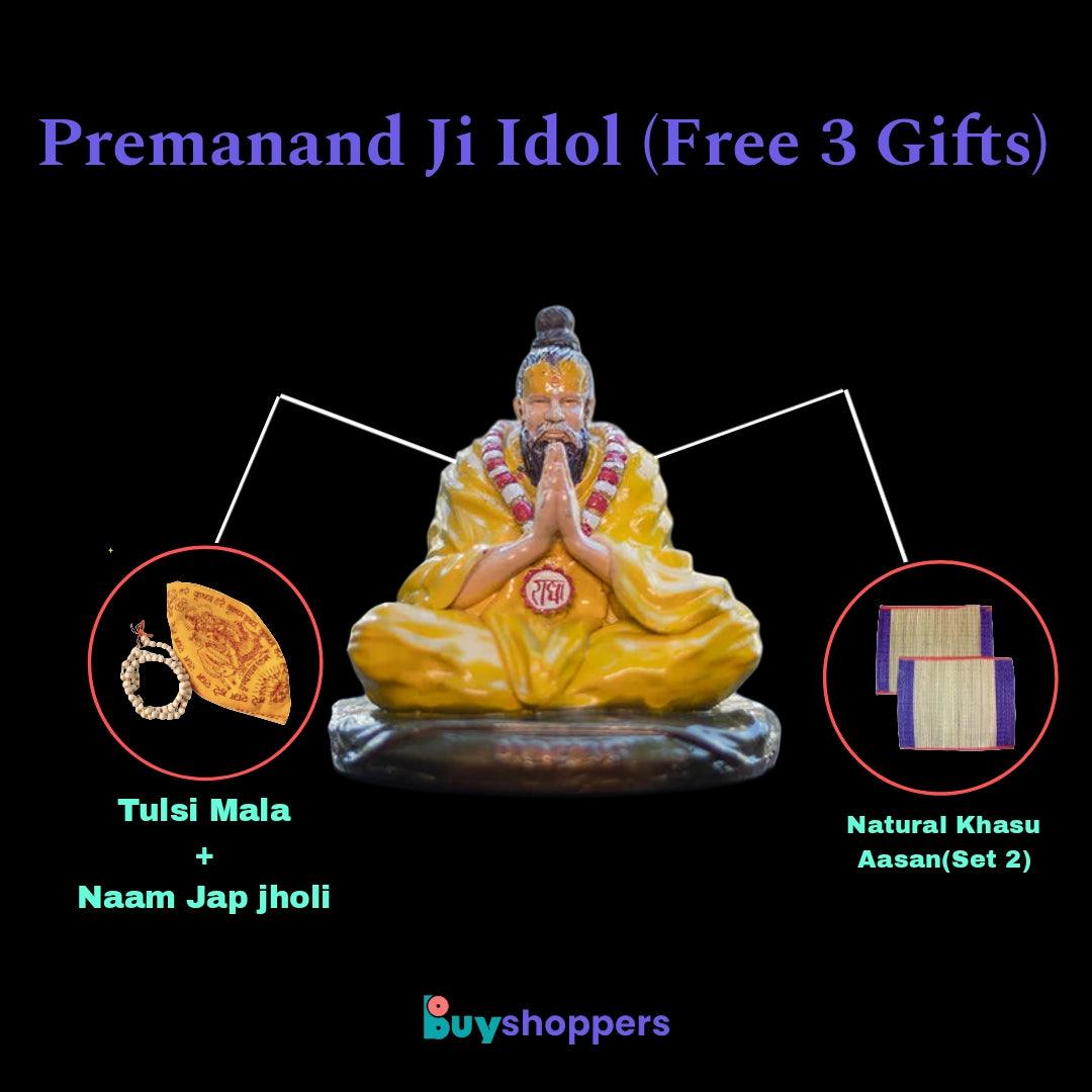 Premanand Ji Maharaj Idol + (FREE TUSLI MALA +2 SET NATURAL KUSHA AASAN)